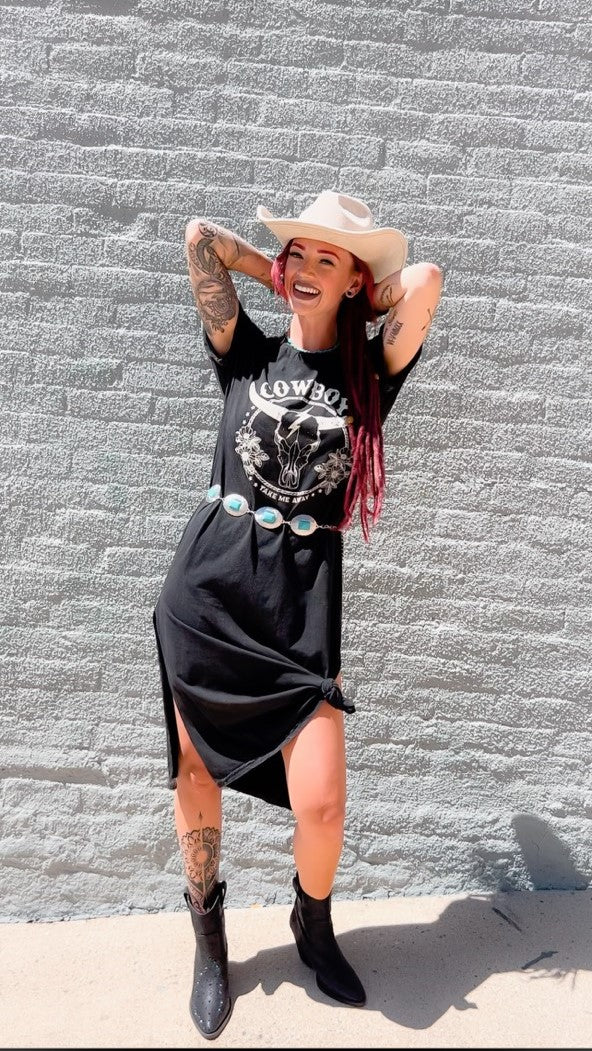 Flowers And Cowboys Long Tee Dress