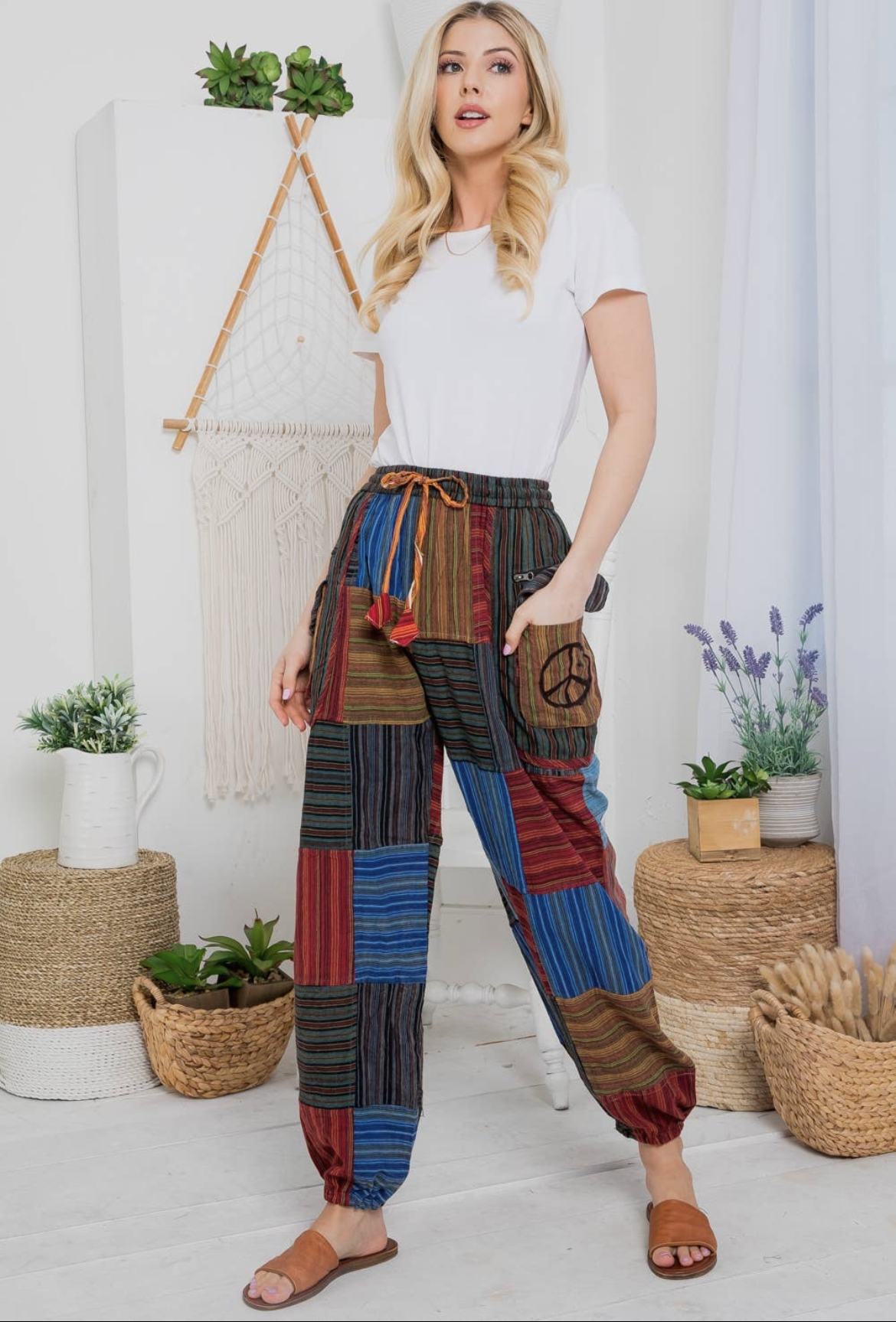 Peace And Love Patchwork Pants